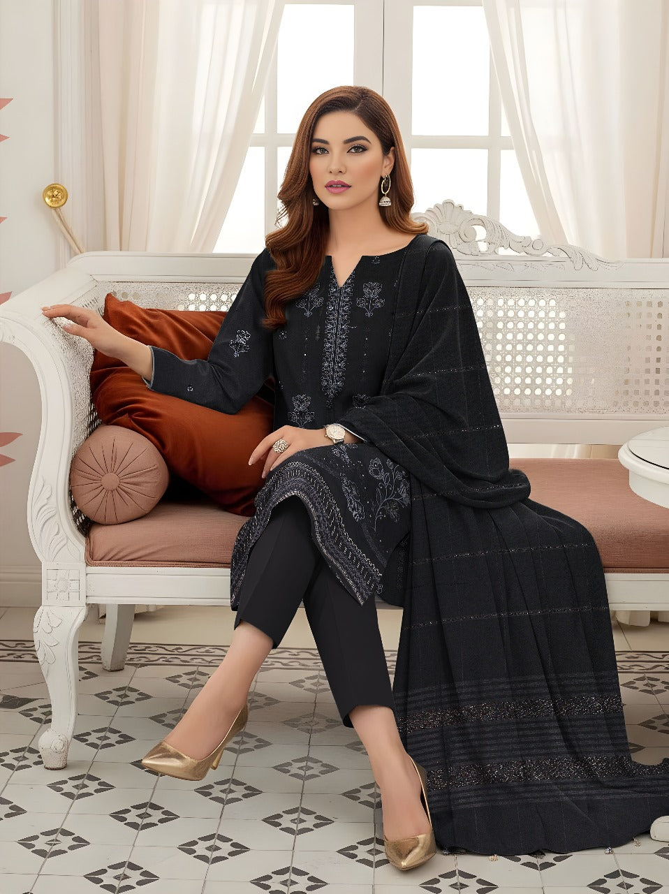 3pc EMB Munarq By Nisha Designer