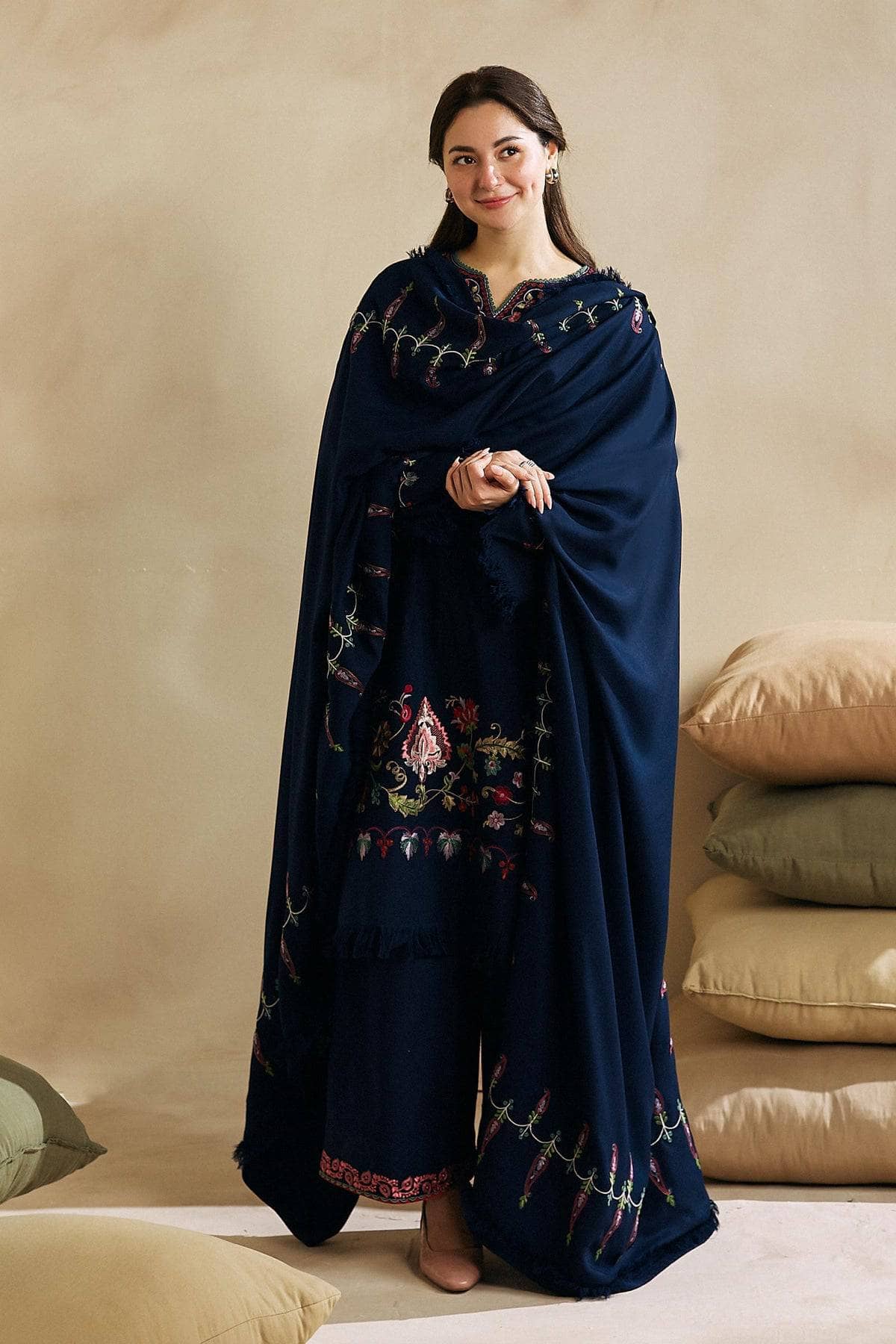 3pc unstitched dhanak dress with dhannak Emb shawl