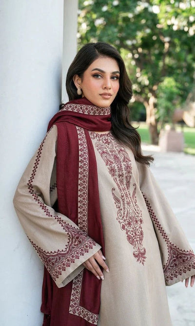 3pc unstitched dhanak dress with dhannak Emb shawl 2648