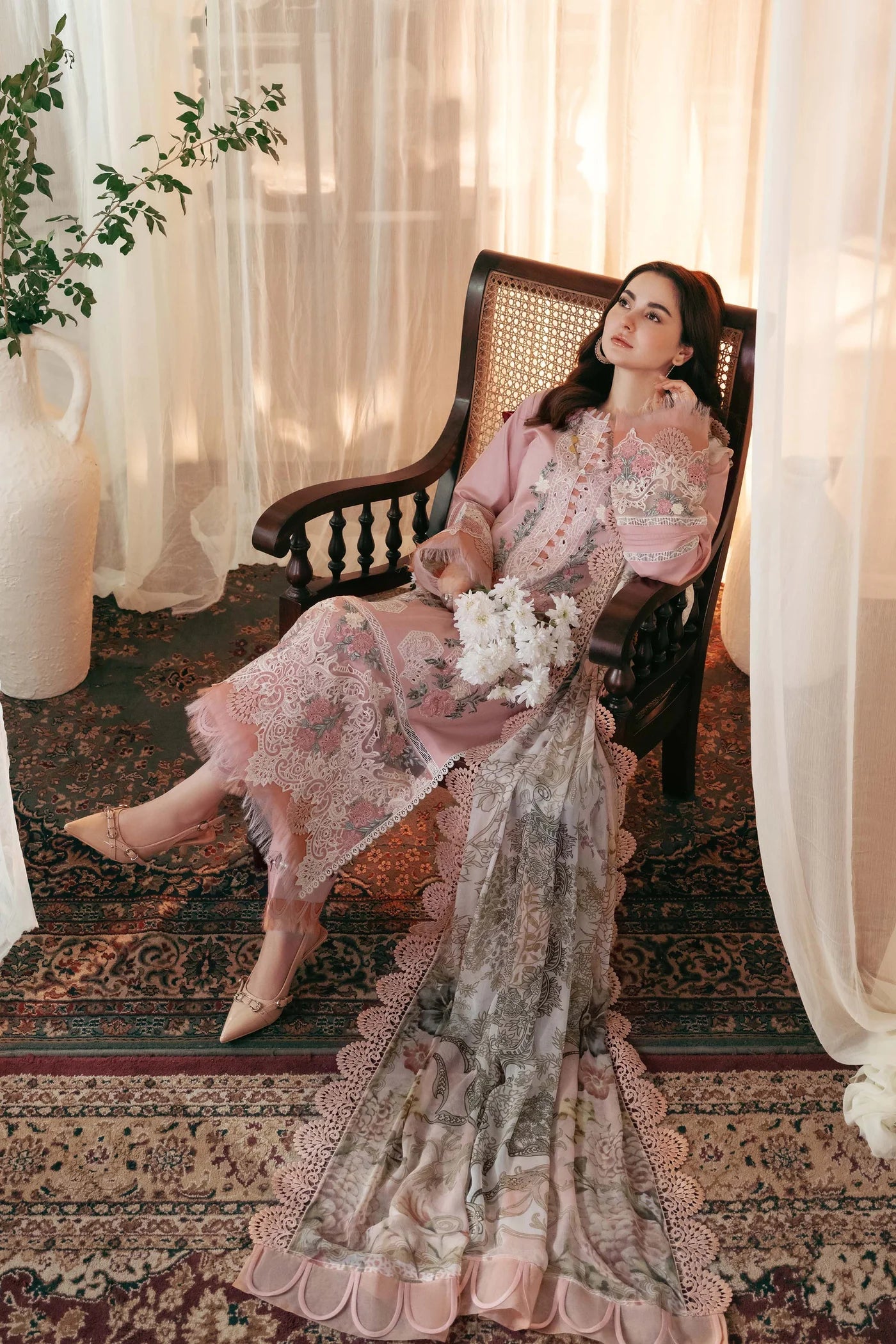 3pc unstitched dhanak dress with dhannak emb shwal