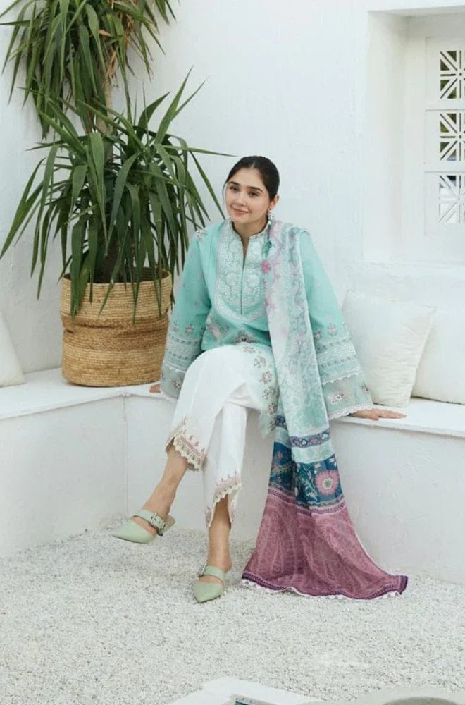 3pc unstitched dhanak dress with printed wool shawl