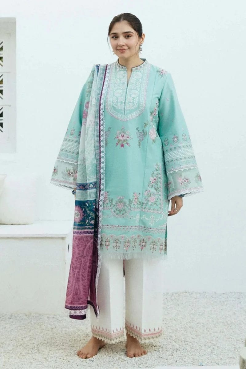 3pc unstitched dhanak dress with printed wool shawl