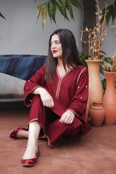 3pc unstitched dhanak dress with dhannak shwal