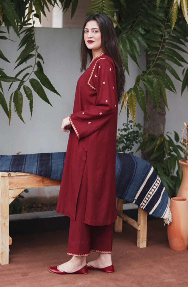 3pc unstitched dhanak dress with dhannak shwal