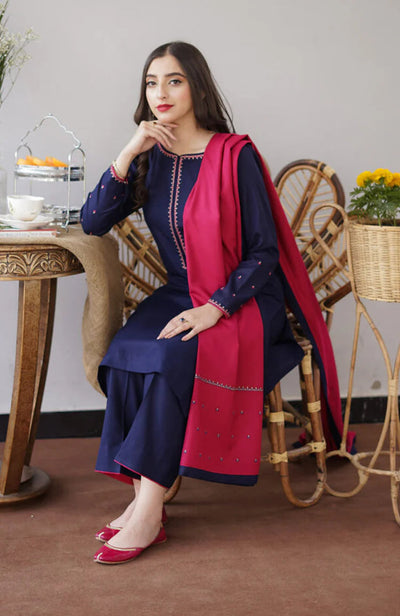 3pc unstitched dhanak dress with dhannak shwal