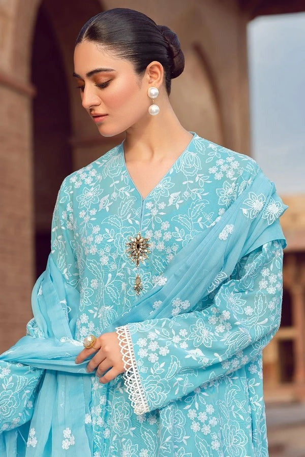 Bareeze Linen dress Embroidered Shirt and chiffon dupatta 3 Piece