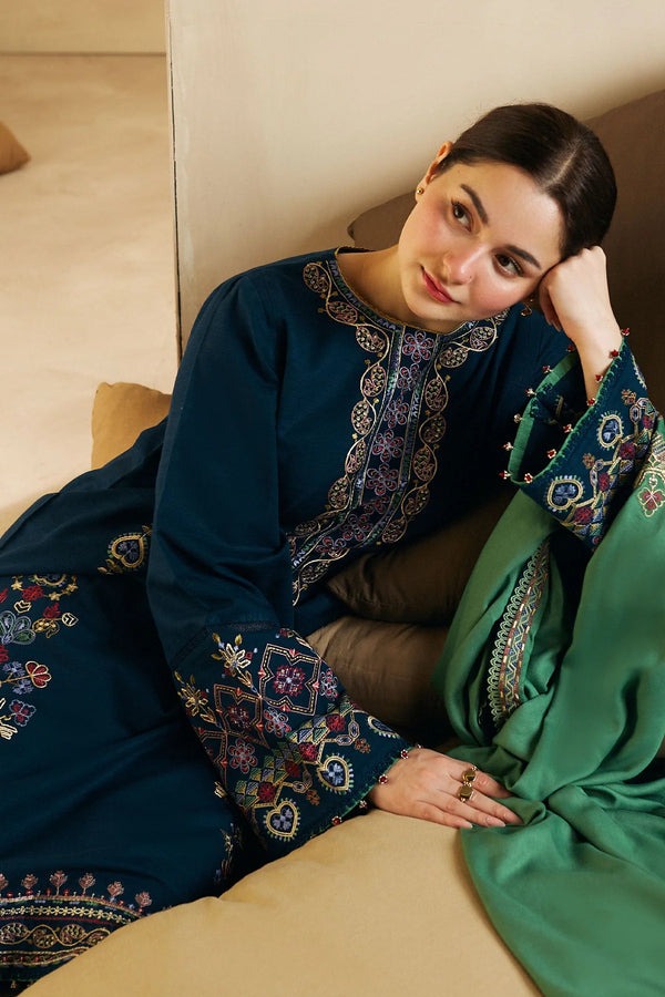 Coco By Zara Shahjahan Winter Embroidered Dhanak Suit Embroidered Dhanak Shawll 3 Piece