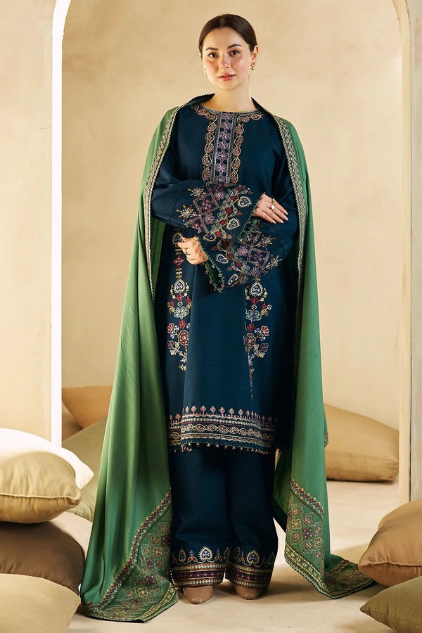 Coco By Zara Shahjahan Winter Embroidered Dhanak Suit Embroidered Dhanak Shawll 3 Piece