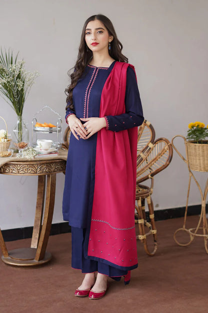 3pc unstitched dhanak dress with dhannak shwal
