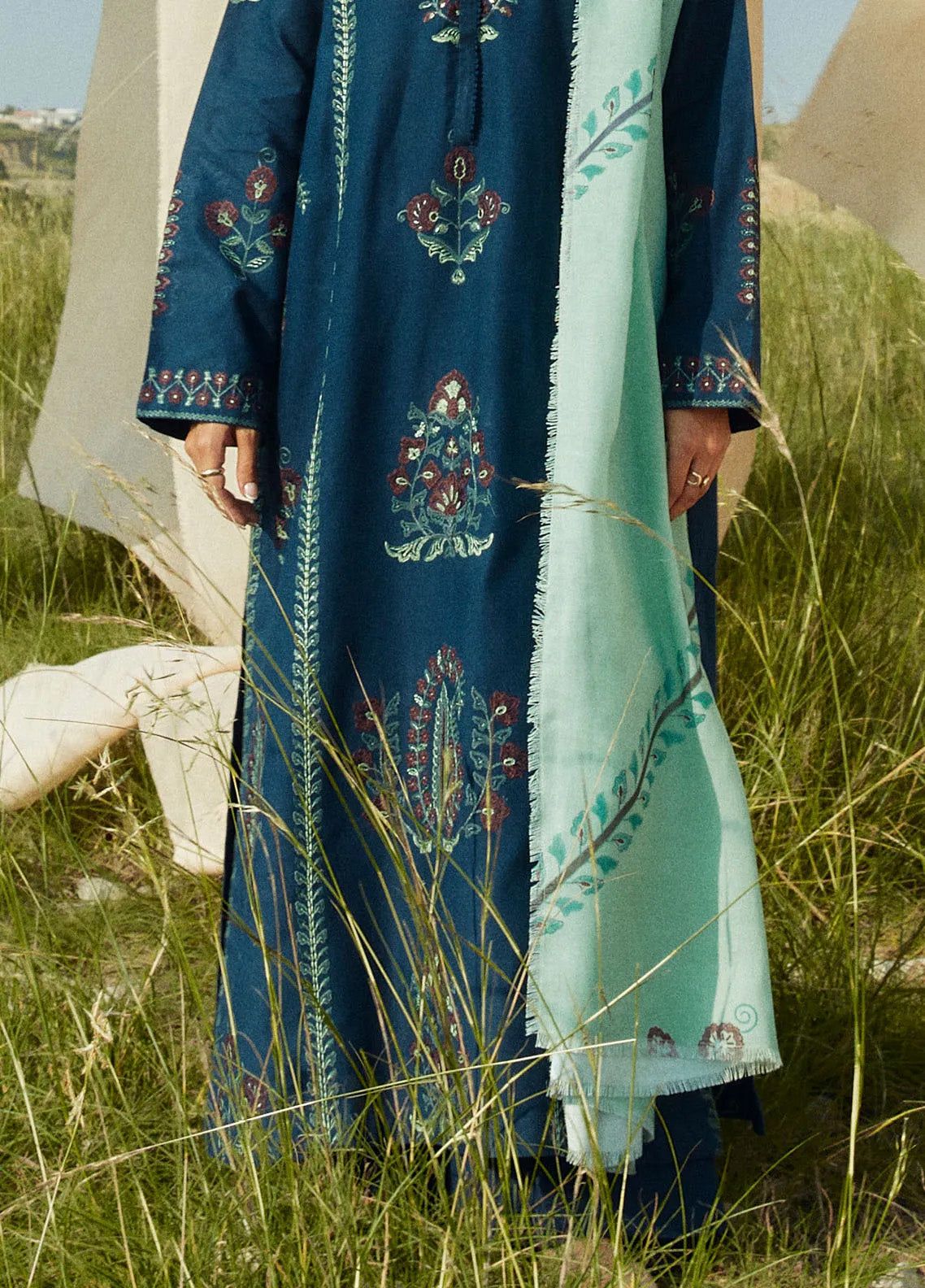 ZARA SHAHJAHAN DHANAK WITH PRINTED &nbsp;SHAWL