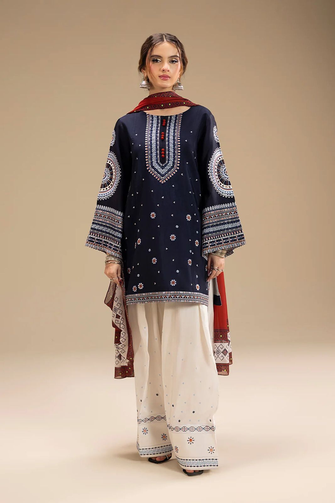 3pc unstitched dhanak dress with dhannak dupatta