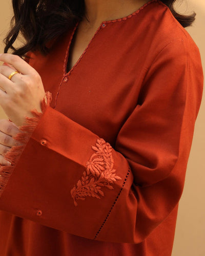 Winter Embroidered Dhanak Dress with Dhanak Embroidered Shawll 3 Piece