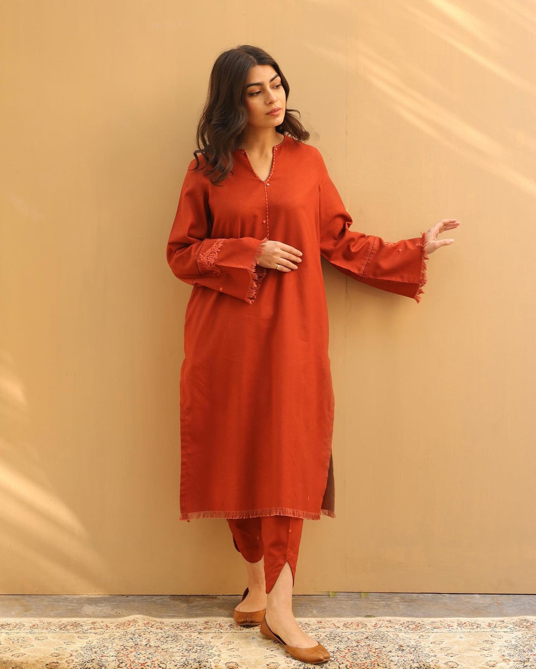 Winter Embroidered Dhanak Dress with Dhanak Embroidered Shawll 3 Piece