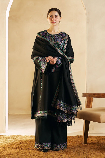 3pc unstitched dhanak dress with dhannak Emb shawl